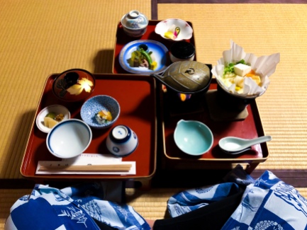Our monk style dinner at Koyasan Onsen Fuchin